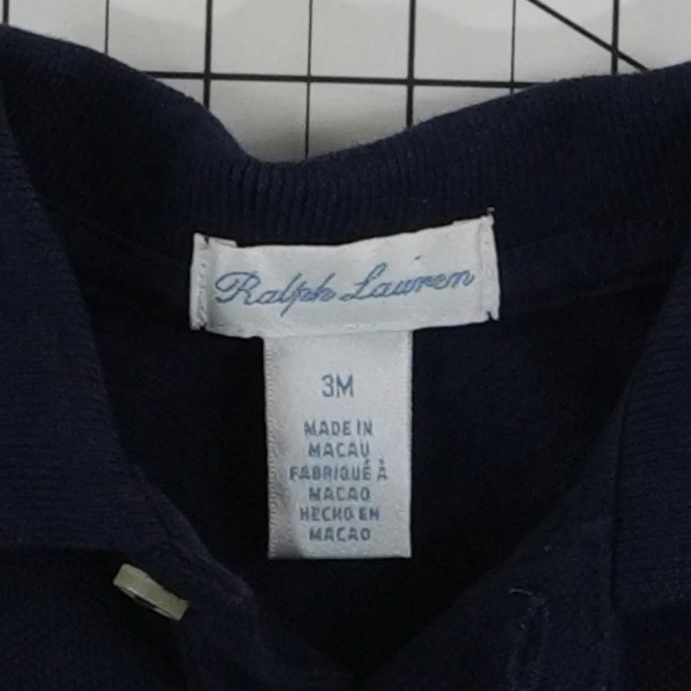 Ralph Lauren Polo Shirt Baby Size 3M Blue Pique Cotton Pony Logo Boys